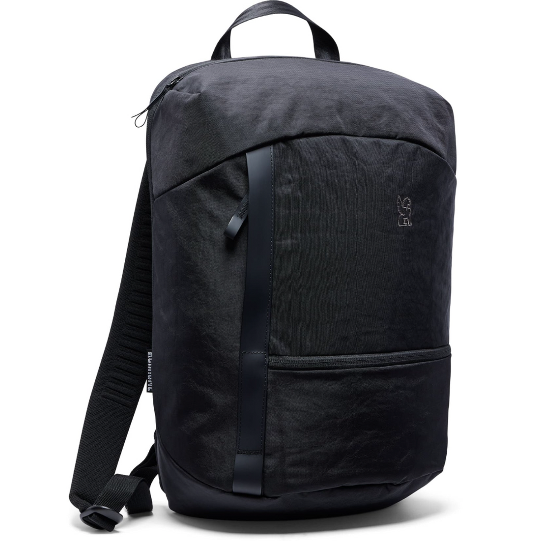 Black backpack on a white background
