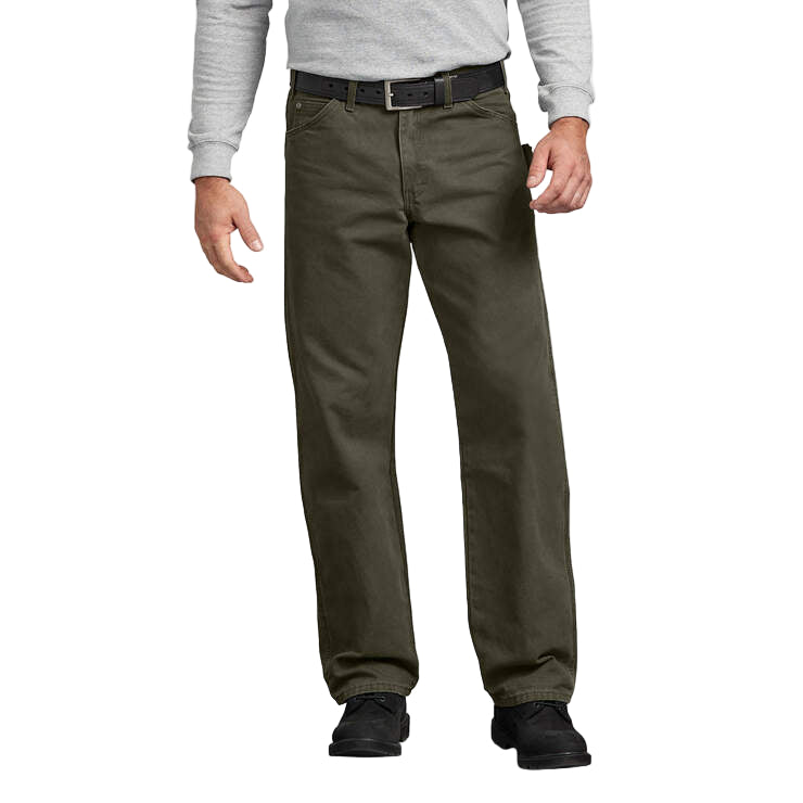 Person wearing olive green pants on a white background