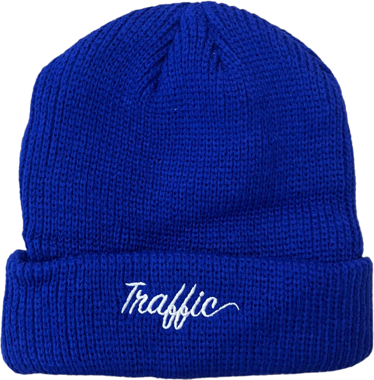 Traffic Script Embroidered Beanie (Royal Blue)