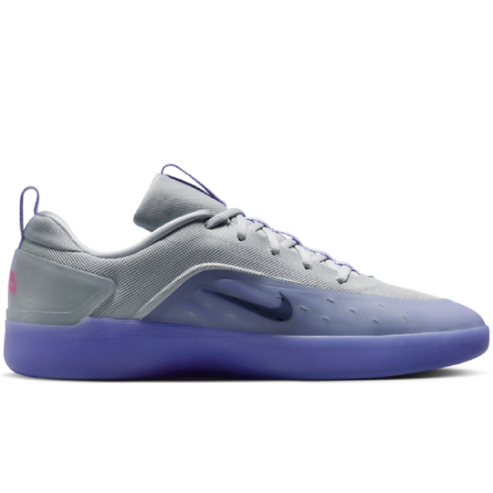 Gray and purple sneaker