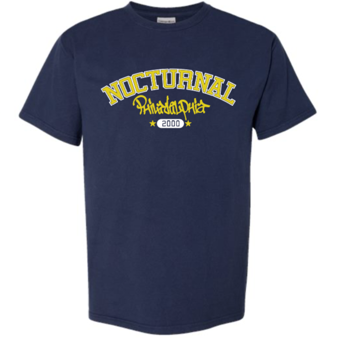 Nocturnal 'College' Tee Shirt (Navy)