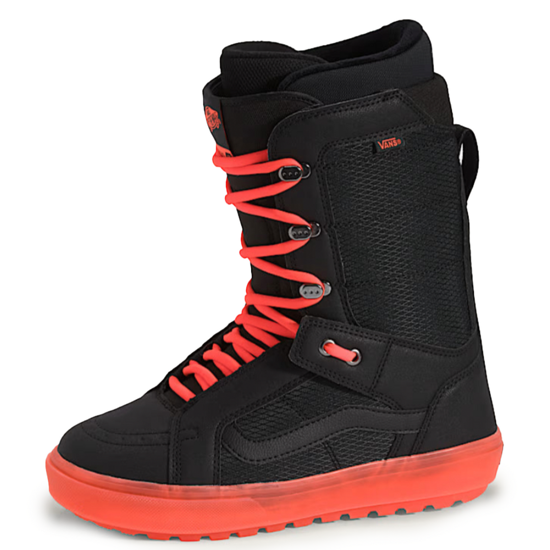 Black and orange snowboard boot with visible brand logo on a white background
