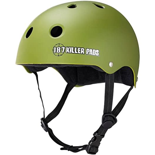 187 Killer Pads Pro Skate Helmet w/ Sweatsaver Liner (Army Green)