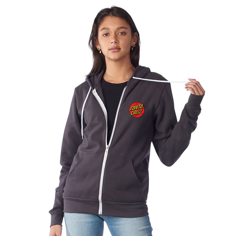 Santa Cruz Classic Dot Women s Zip Hooded Sweatshirt Dark Grey Kinetic Nocturnal