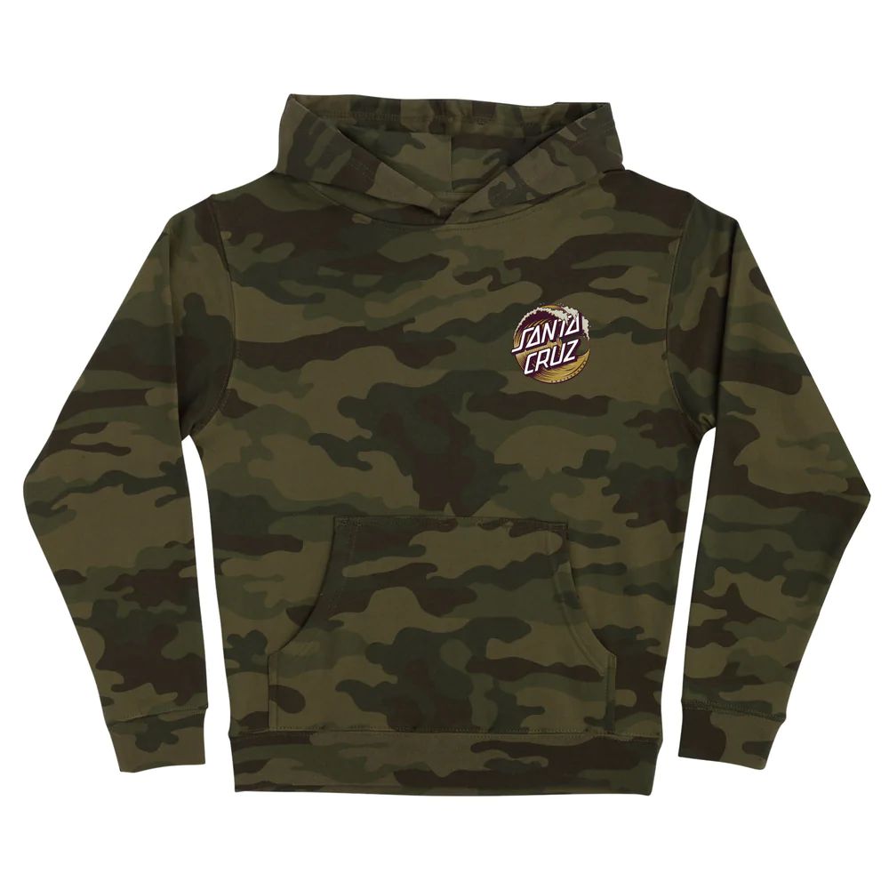 Santa Cruz Youth Wave Dot Hooded Sweatshirt Forest Camo Kinetic Nocturnal