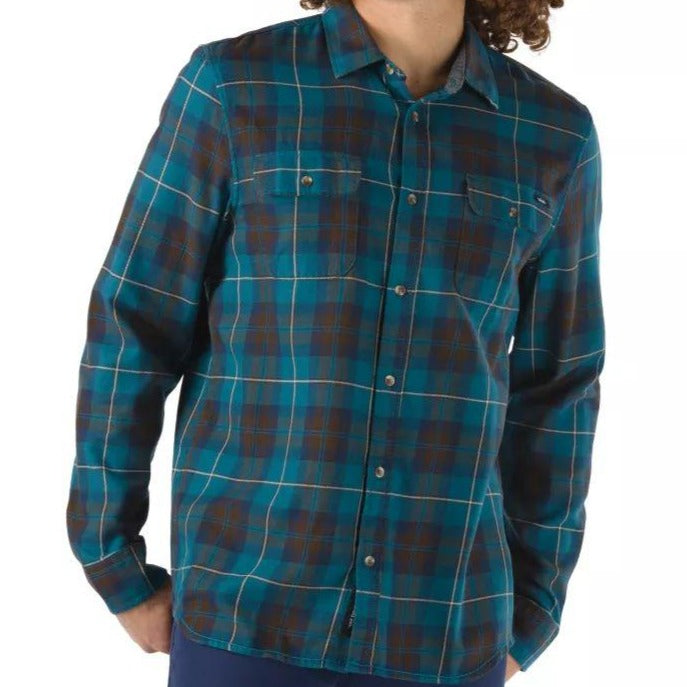 Vans Sycamore Boys Flannel Shirt Blue Coral Demitasse