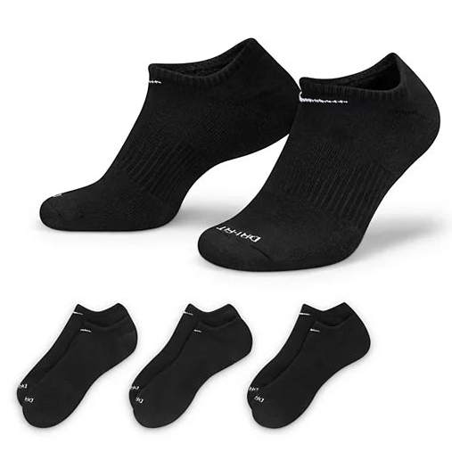 Nike Everyday Plus No Show 3-Pack (Black)
