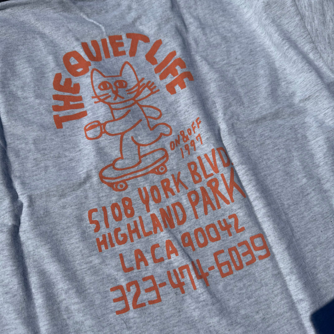 The Quiet Life Skating Cat Long Sleeve Tee (Ash)