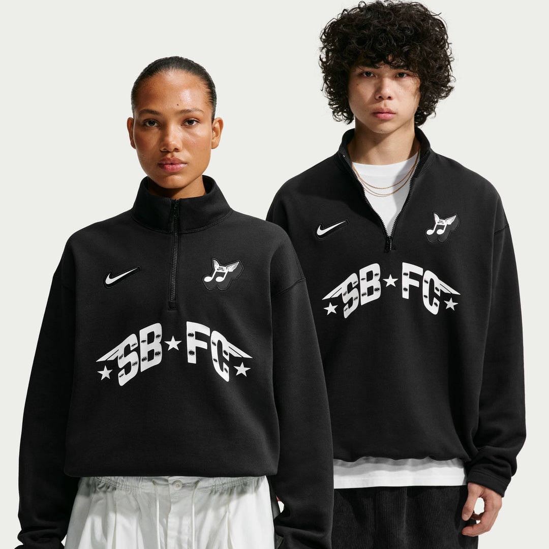Nike SB Club 58 Skate 1/2-Zip Fleece Crew-Neck Sweatshirt (Black)