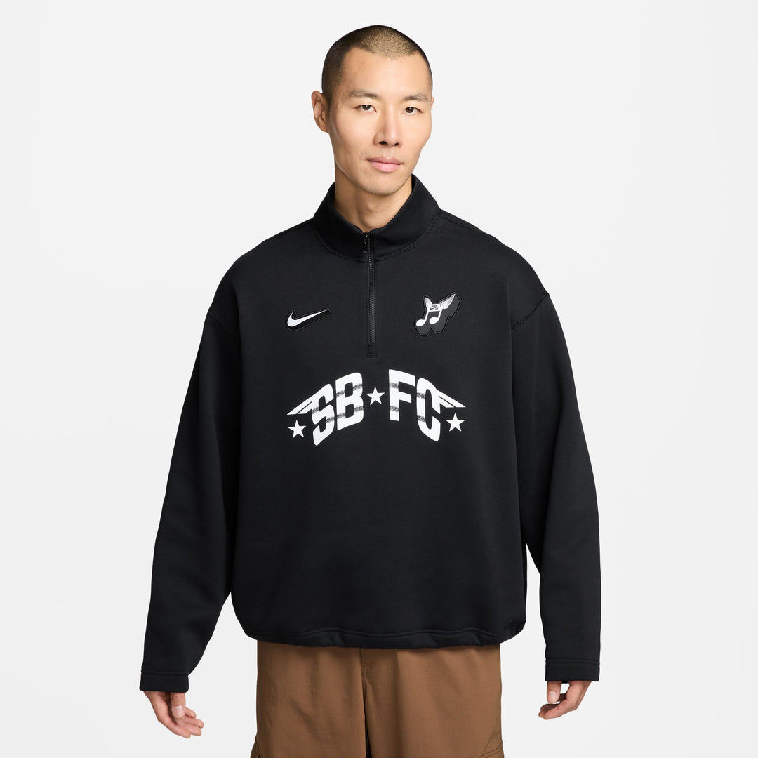 Nike SB Club 58 Skate 1/2-Zip Fleece Crew-Neck Sweatshirt (Black)