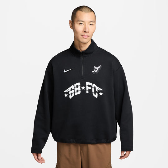 Nike SB Club 58 Skate 1/2-Zip Fleece Crew-Neck Sweatshirt (Black)