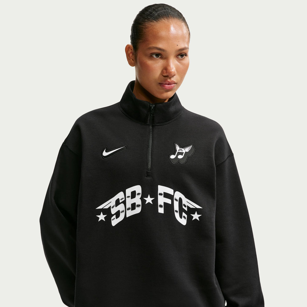 Nike SB Club 58 Skate 1/2-Zip Fleece Crew-Neck Sweatshirt (Black)
