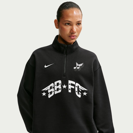 Nike SB Club 58 Skate 1/2-Zip Fleece Crew-Neck Sweatshirt (Black)