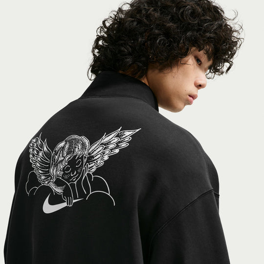 Nike SB Club 58 Skate 1/2-Zip Fleece Crew-Neck Sweatshirt (Black)