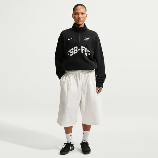 Nike SB Club 58 Skate 1/2-Zip Fleece Crew-Neck Sweatshirt (Black)