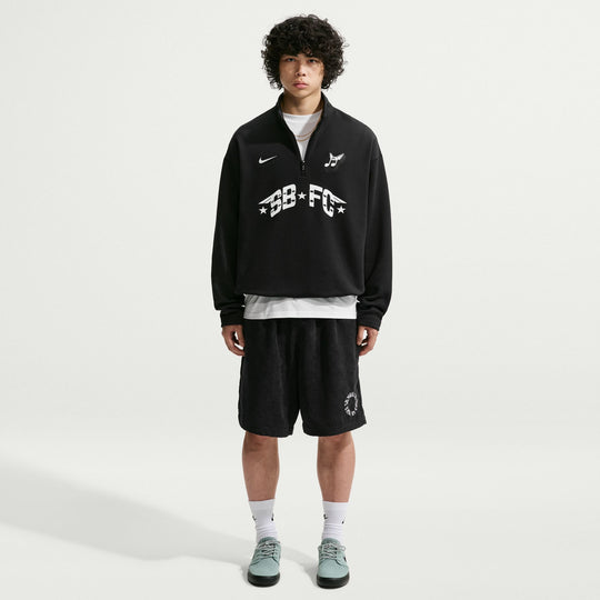 Nike SB Club 58 Skate 1/2-Zip Fleece Crew-Neck Sweatshirt (Black)
