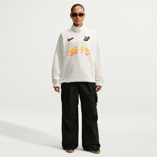 Nike SB Club 58 Skate 1/2-Zip Fleece Crew-Neck Sweatshirt (Sail)