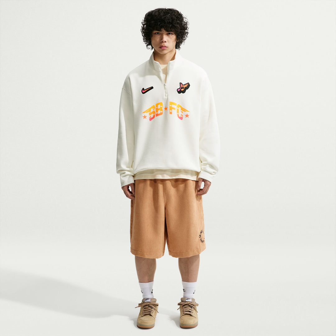 Nike SB Club 58 Skate 1/2-Zip Fleece Crew-Neck Sweatshirt (Sail)