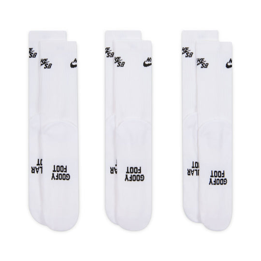 Nike SB Everyday Elevated White Skate Socks (3 Pairs)