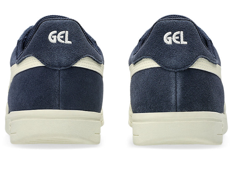 Navy blue running shoes with &