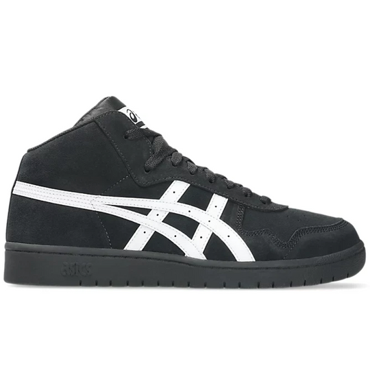 Black sneaker with white stripes 