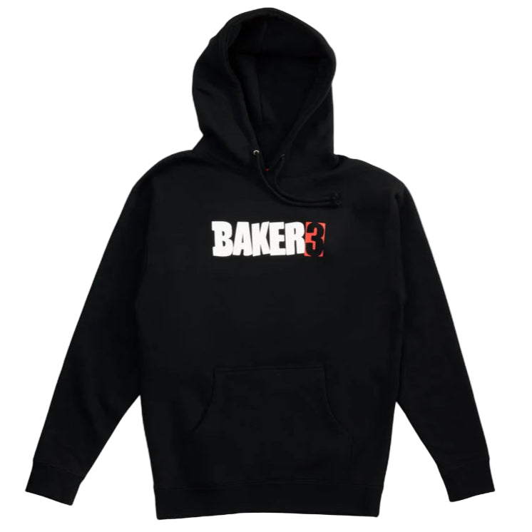 Black hoodie with 'BAKER' logo on a white background