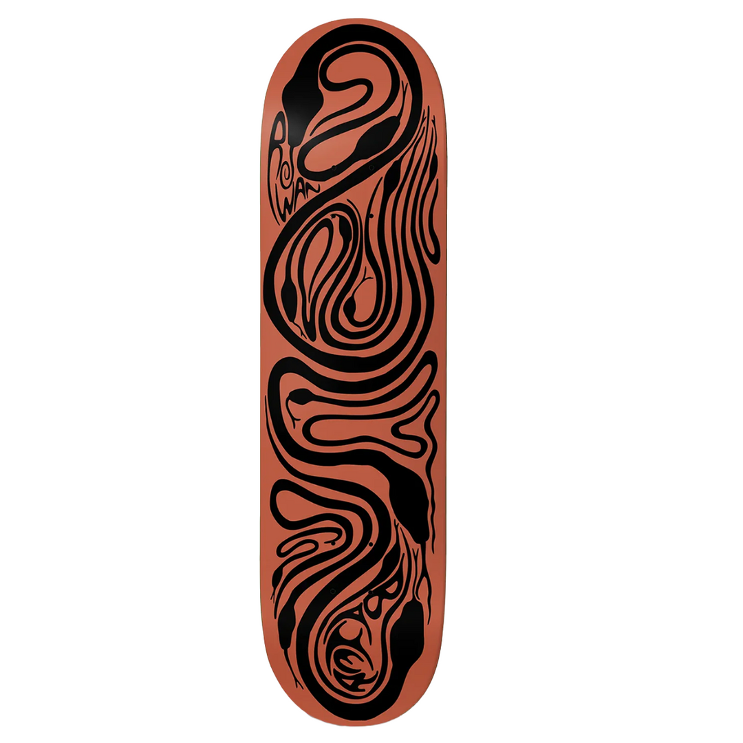 Skateboard deck with black abstract  baker design 