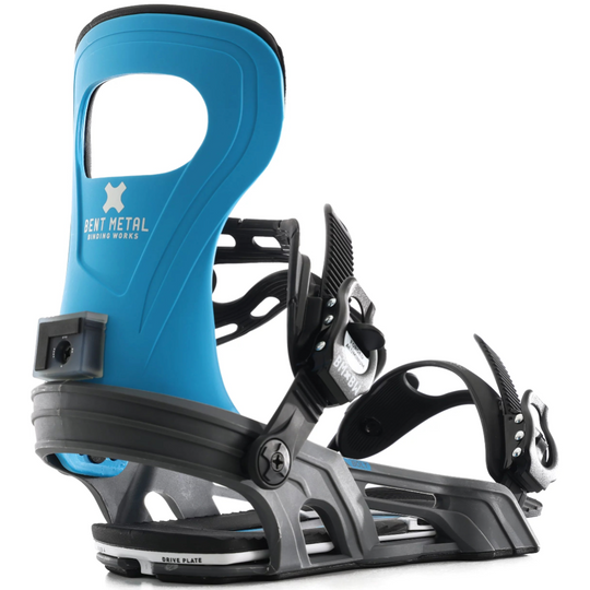 Blue and black snowboard binding