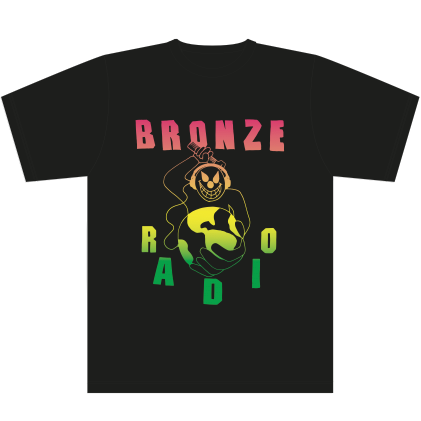 Black t-shirt with 'Bronze Radio' graphic design 