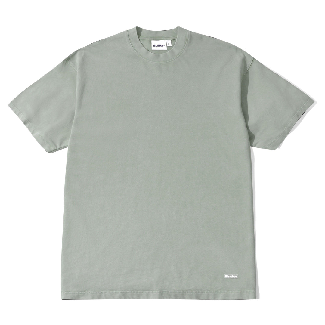 A light sage green crewneck t-shirt by Balenciaga, shown flat against a solid white background.
