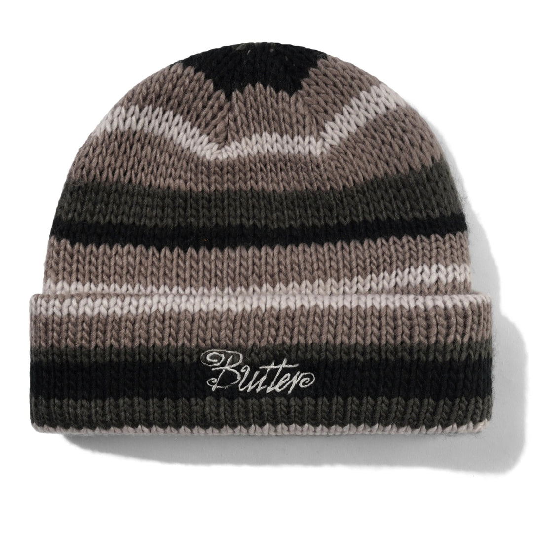 Striped knit beanie with 'Butter' logo
