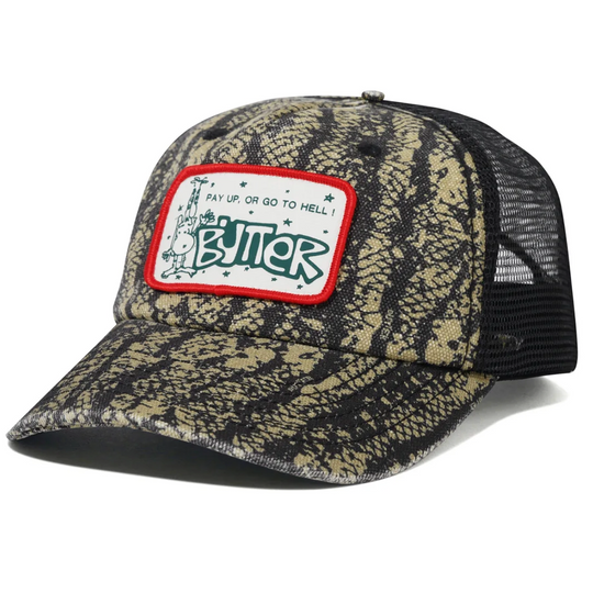 Camouflage trucker hat with a patch 