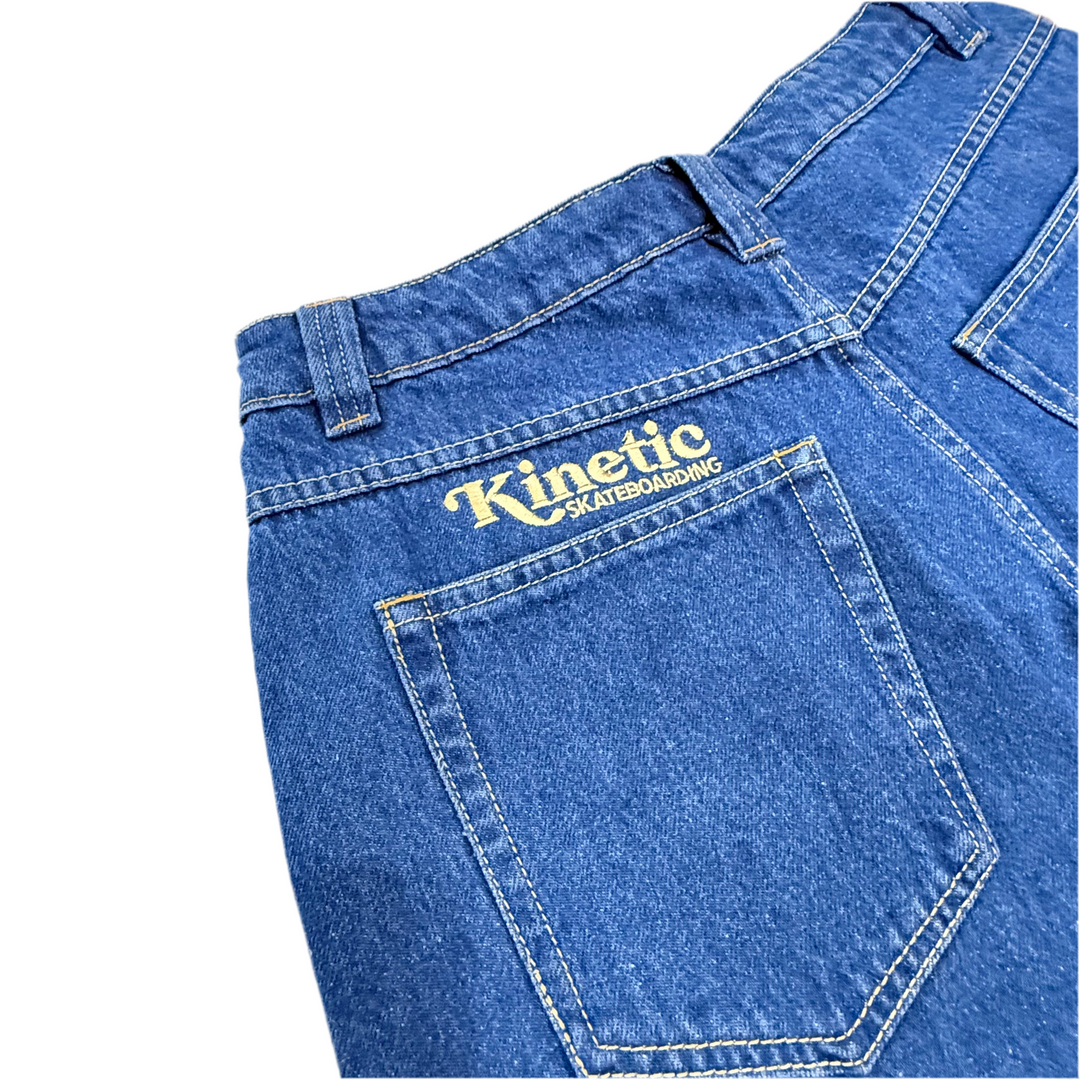 Kinetic Embroidered Baggy Denim Pants (Deep Denim Blue)