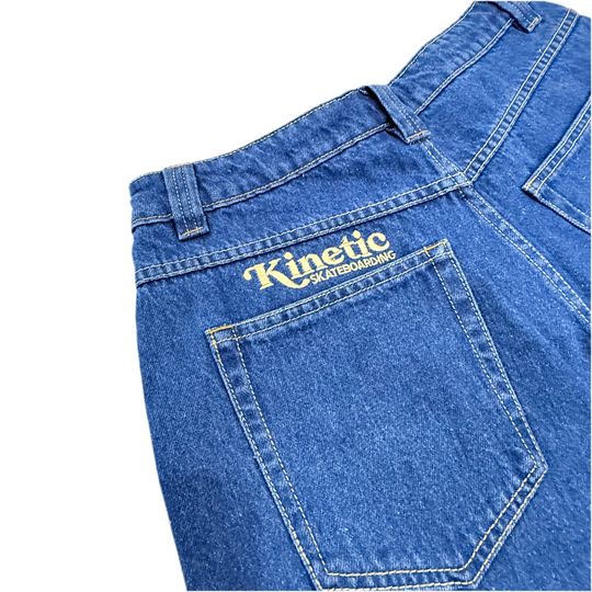Kinetic Embroidered Baggy Denim Pants (Deep Denim Blue)