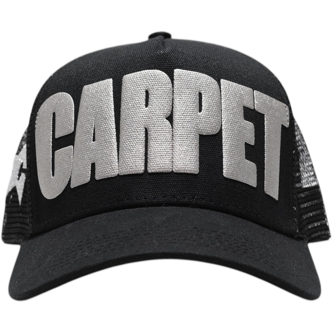 Black cap with 'CARPET' text on a white background