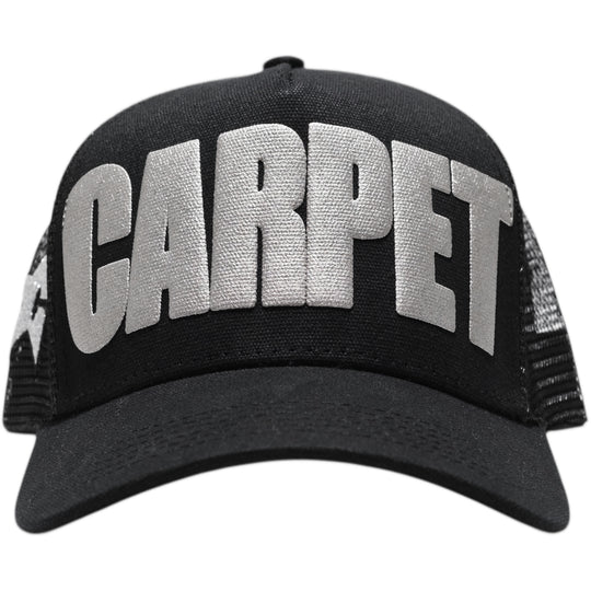 Black cap with 'CARPET' text on a white background