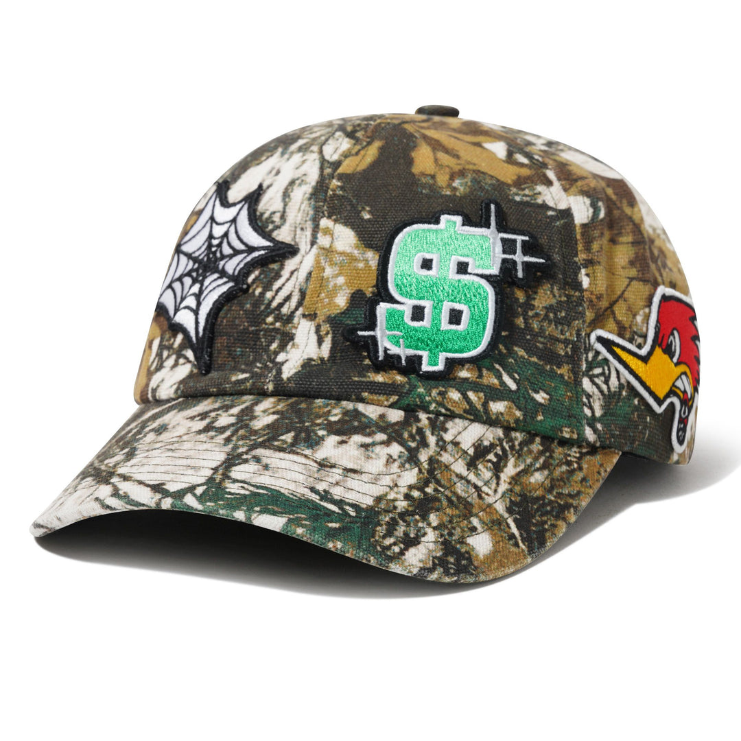 Camouflage Cash Only cap with various logos 