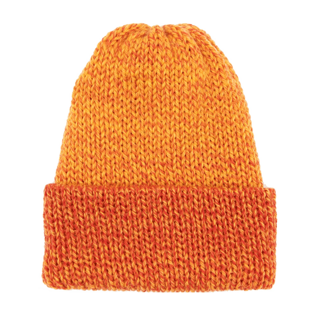 Knitted beanie in two-tone orange 