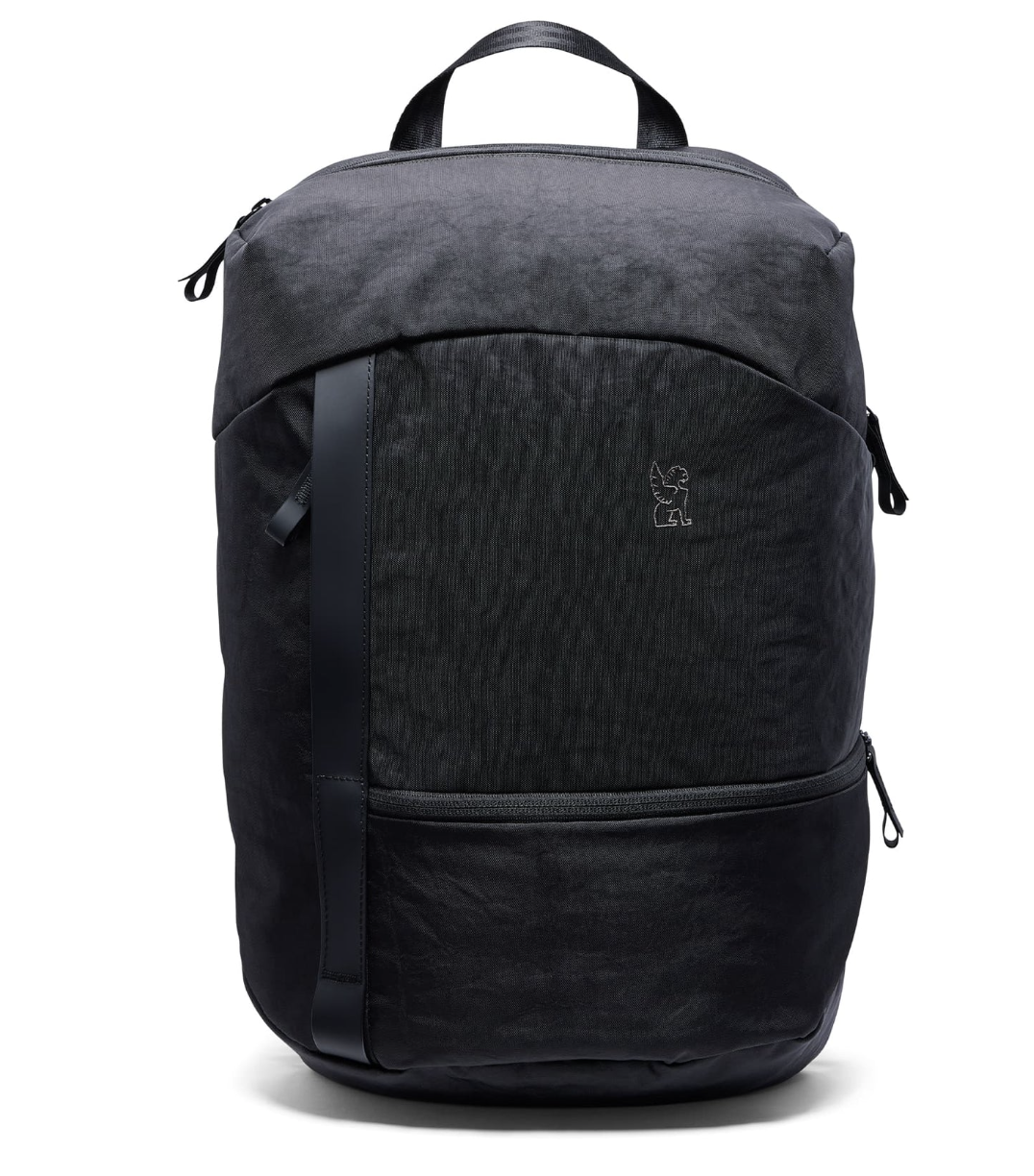 Black backpack on a white background