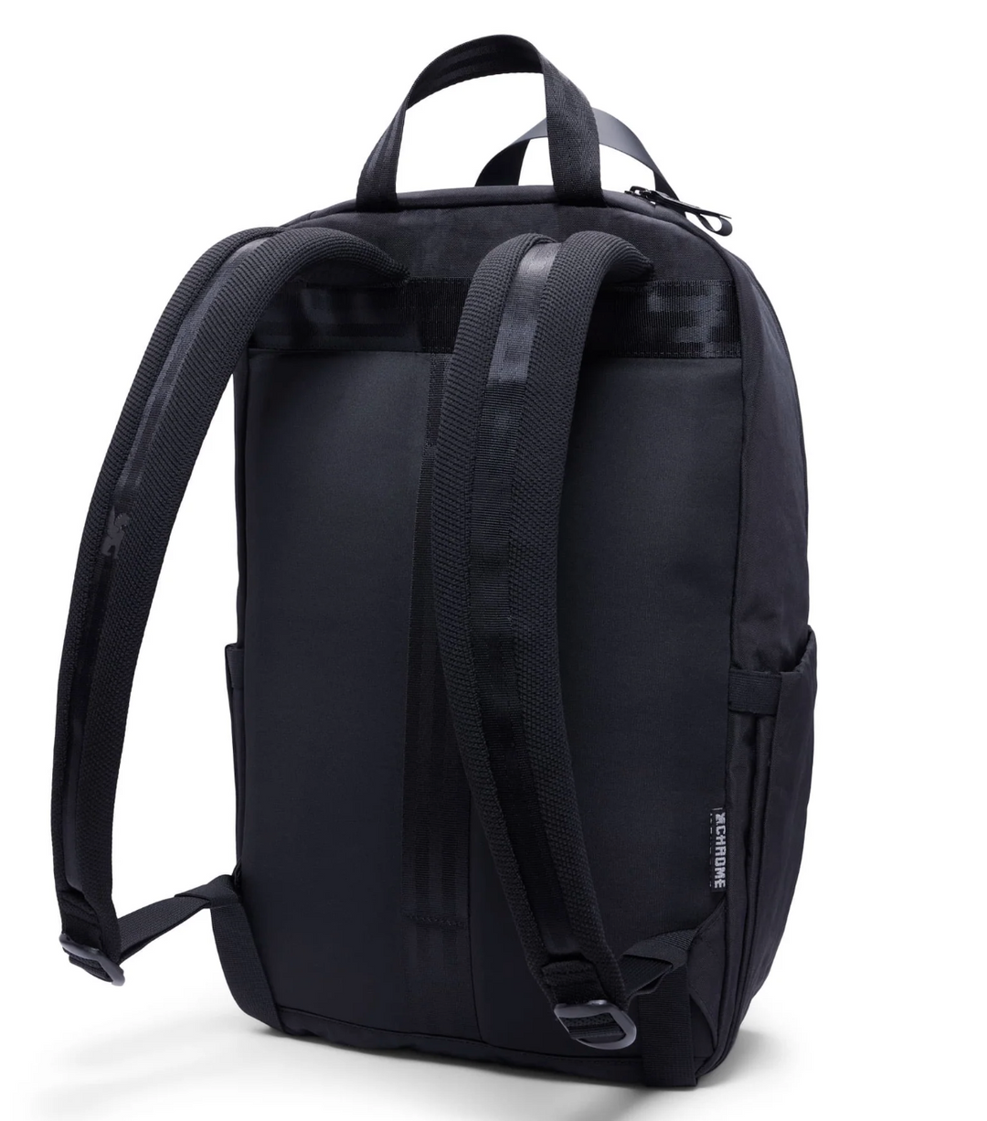 Black backpack on a white background