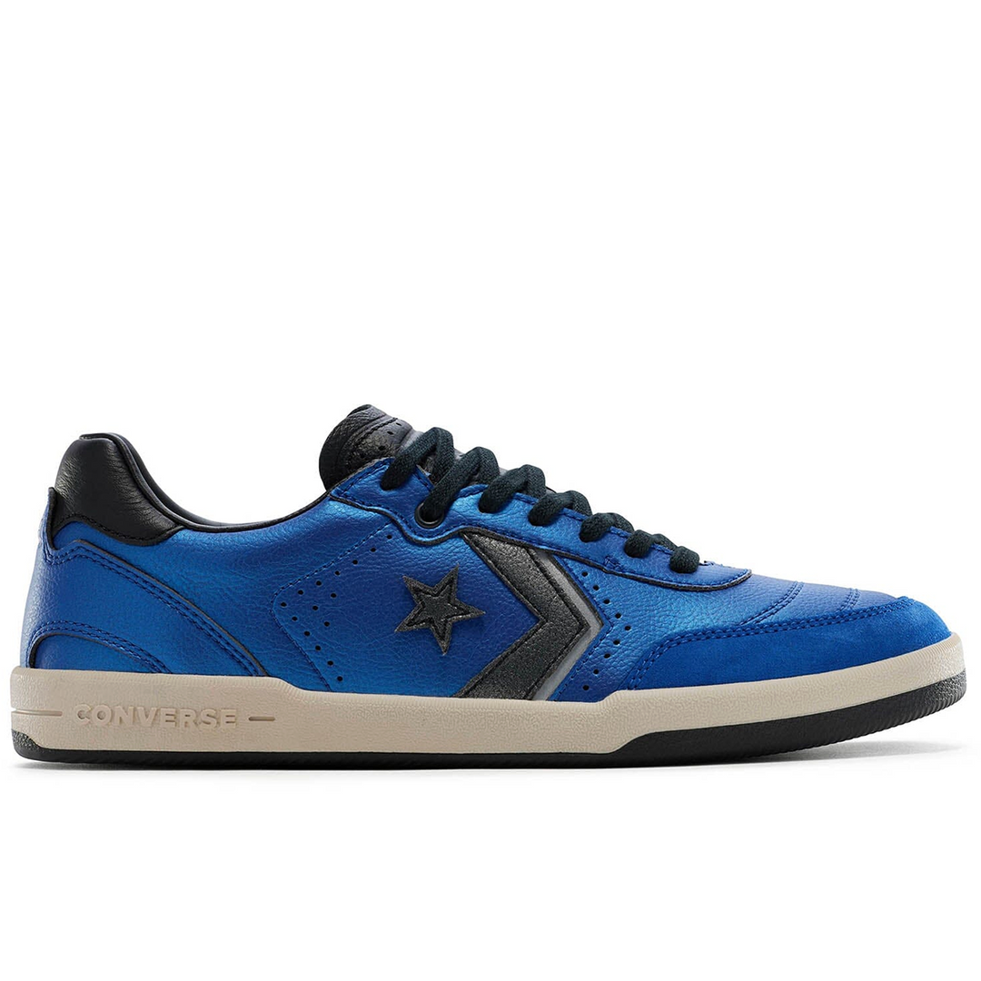 blue louie lopez 2 shoe with white sole and black converse chevron