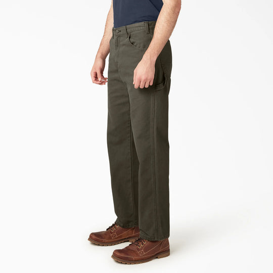 Dickies Relaxed Fit Heavyweight Duck Carpenter Pants (Rinsed Moss Green)
