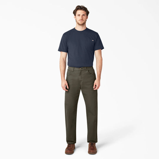 Dickies Relaxed Fit Heavyweight Duck Carpenter Pants (Rinsed Moss Green)