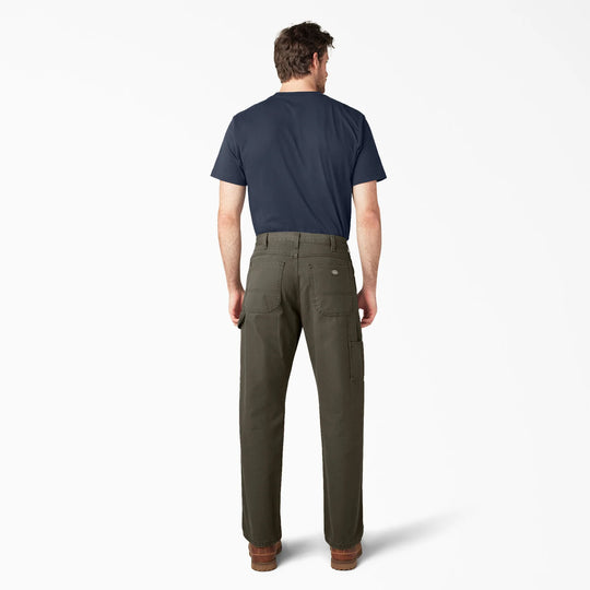 Dickies Relaxed Fit Heavyweight Duck Carpenter Pants (Rinsed Moss Green)