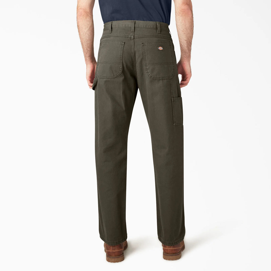 Dickies Relaxed Fit Heavyweight Duck Carpenter Pants (Rinsed Moss Green)