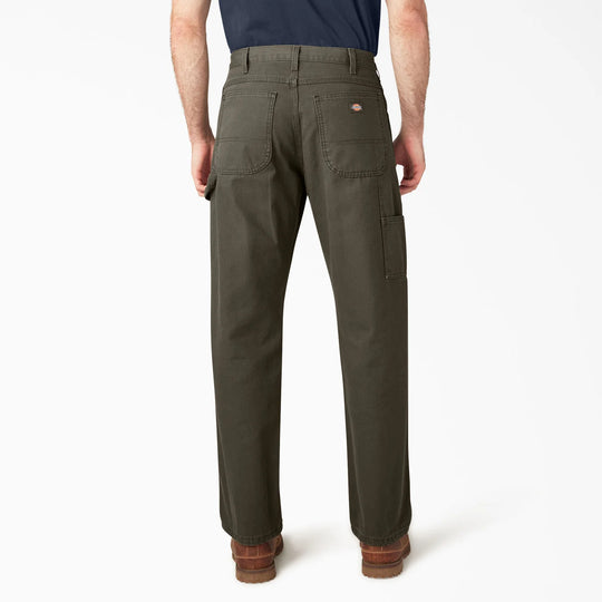 Dickies Relaxed Fit Heavyweight Duck Carpenter Pants (Rinsed Moss Green)
