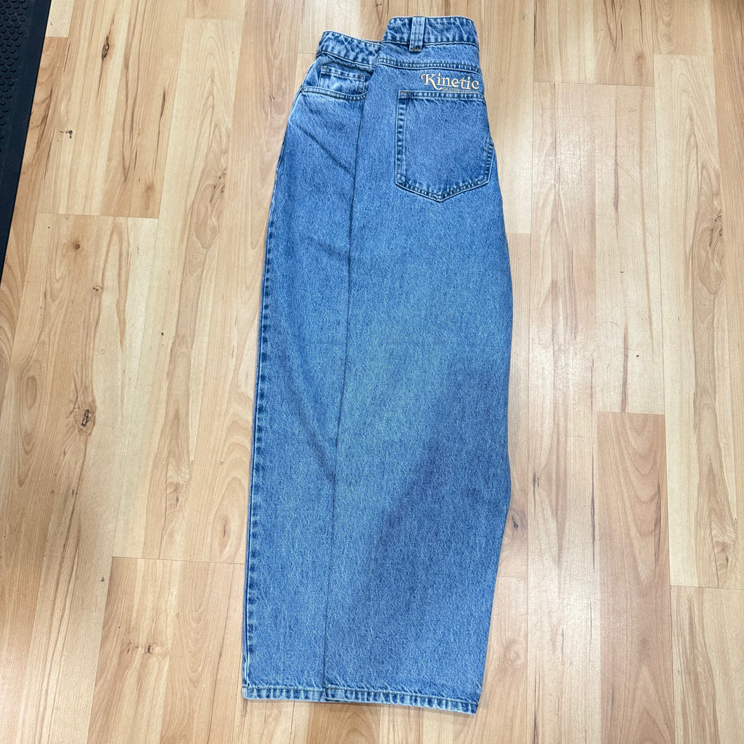 Kinetic Embroidered Baggy Denim Pants (Blue)