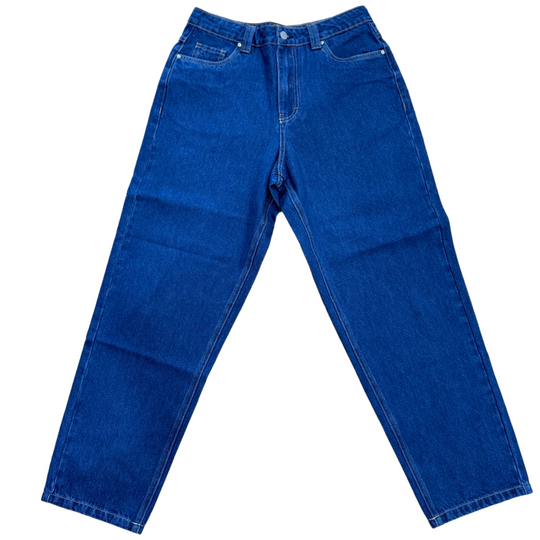 Kinetic Embroidered Baggy Denim Pants (Deep Denim Blue)