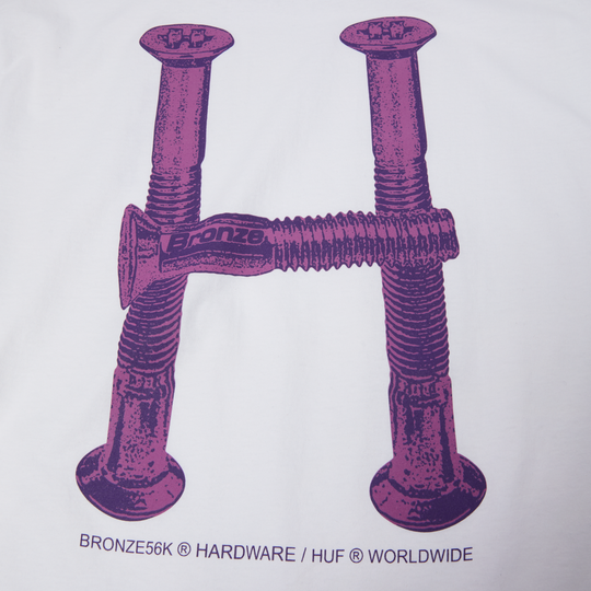 Huf X Bronze H Blots Tee (White) bolts pink logo