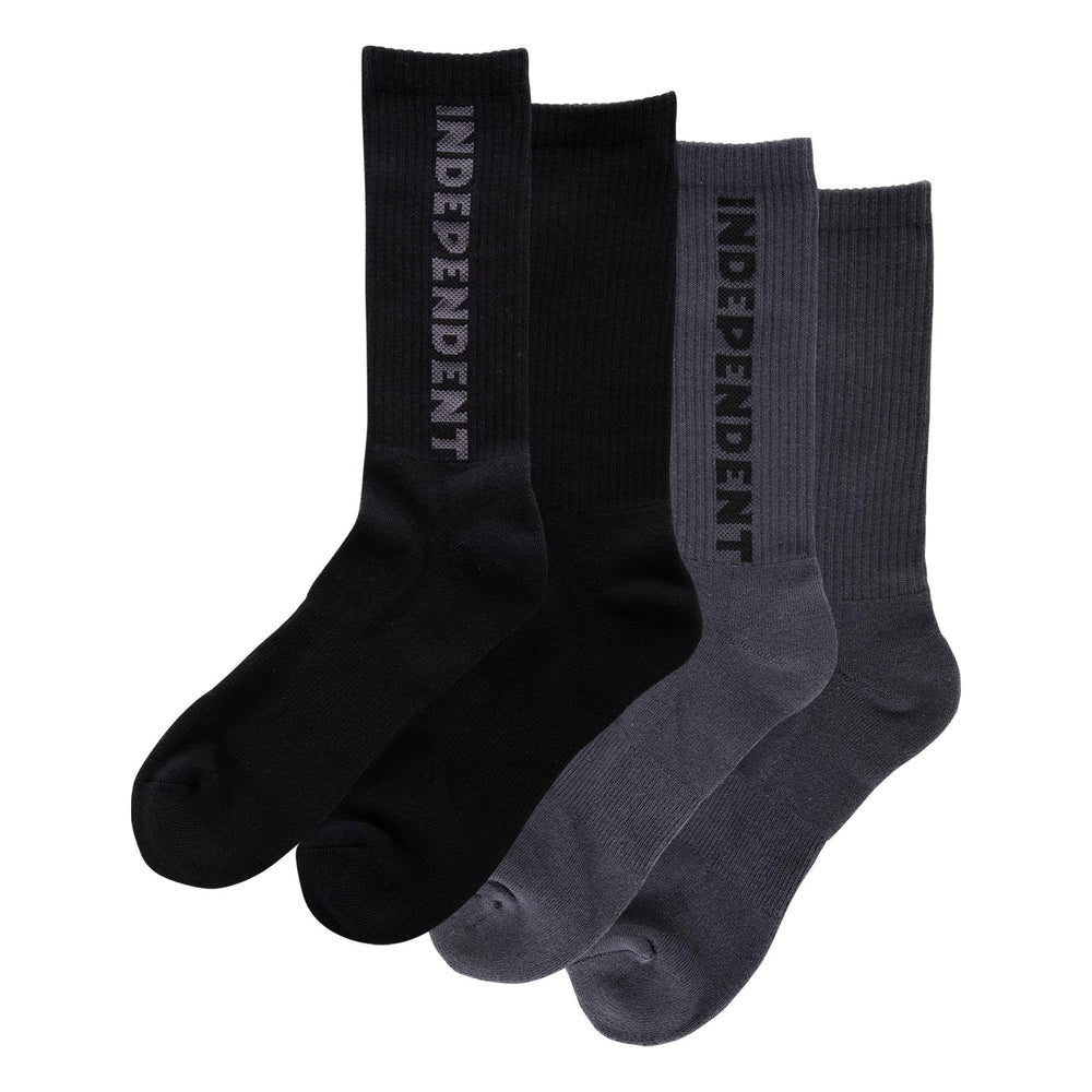 Independent Baseline 2-Pack Crew Socks (Black/Charcoal)